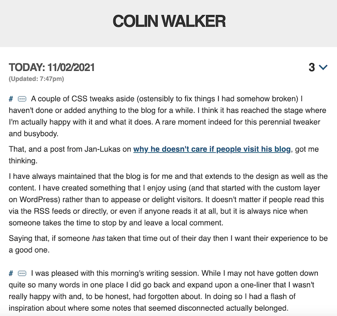  Colin Walker blog February 2021

During 2021 I relentlessly tweaked things