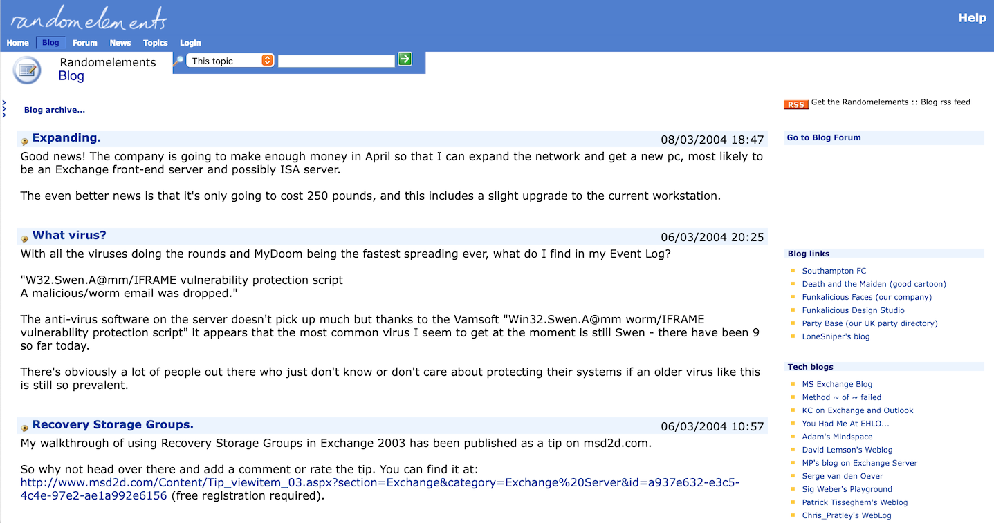  Randomelements blog March 2004