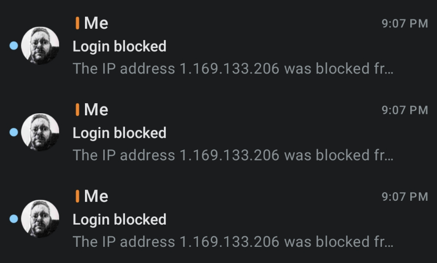 Blocked login emails