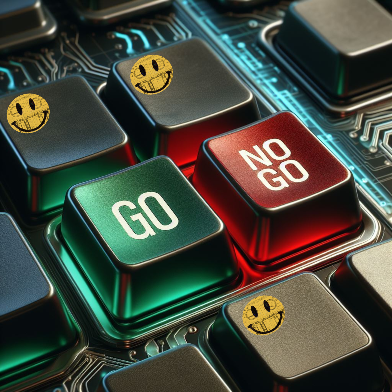 Cover image for track go/no go - part of a keyboard with buttons saying go and no go