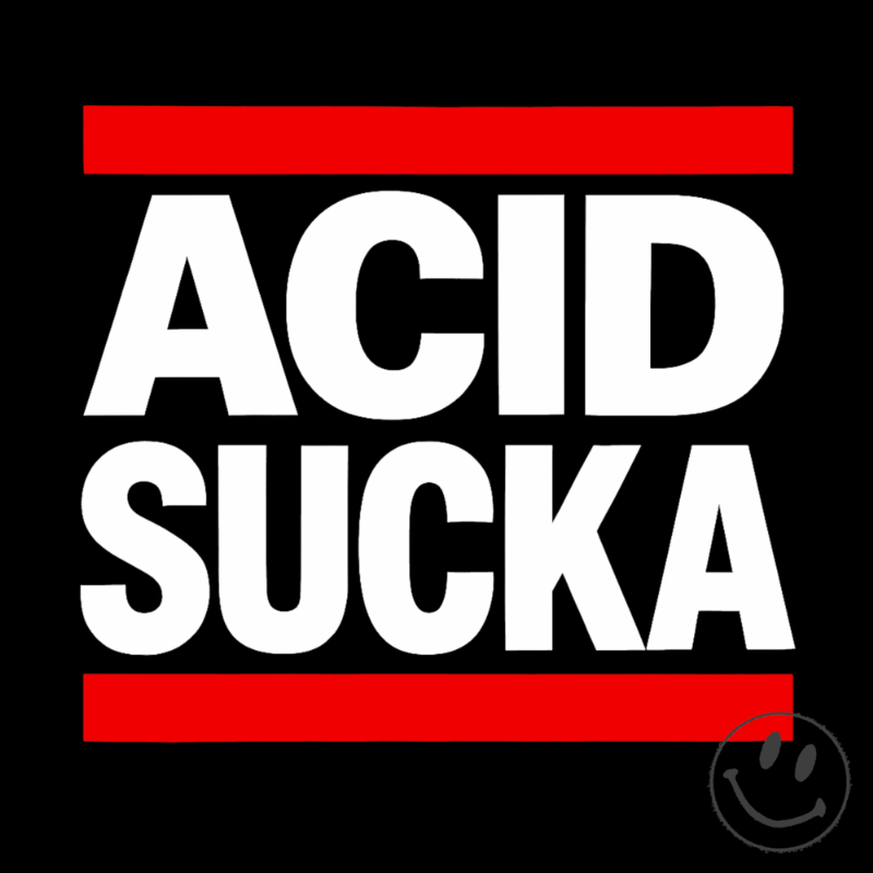 acid sucka cover image in the style of the RUN DMC logo