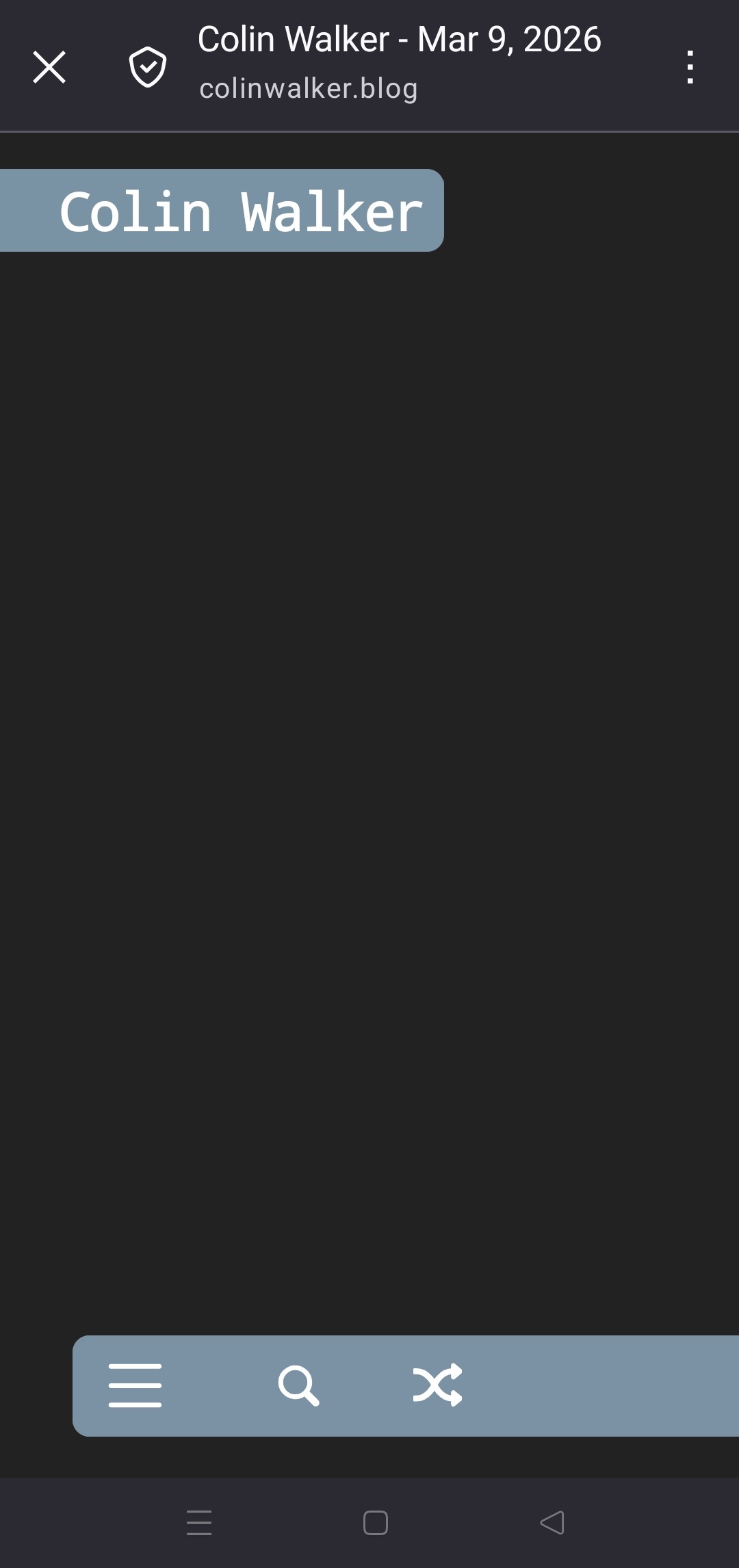  Screenshot of the blog showing invisible text