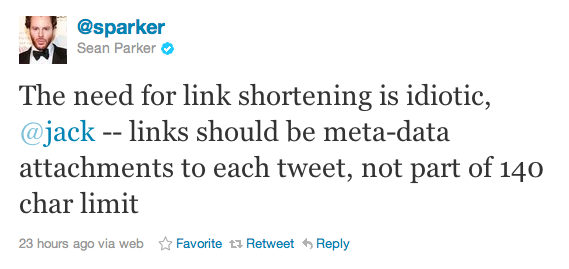 Sean Parker's Tweet